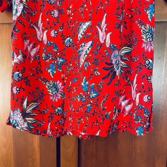Anthropologie Maeve Blouse Floral Print Short Sleeve Size Small - Picture 3 of 9